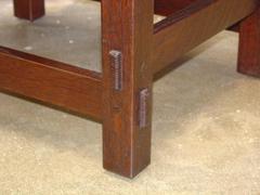 Detail pinned true through-tenons, two per leg.